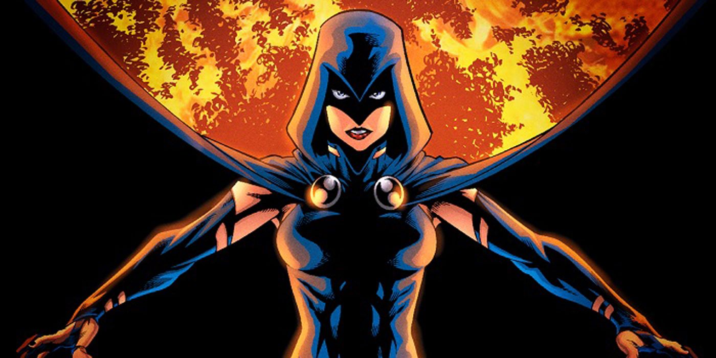 Raven casting a dark spell in Teen Titans comics