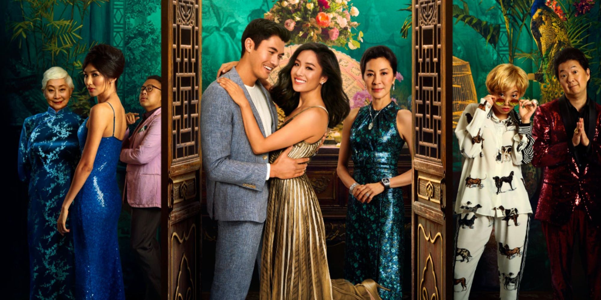poster of the cast of Crazy Rich Asians including Constance Wu Michelle Yeoh and Henry Golding