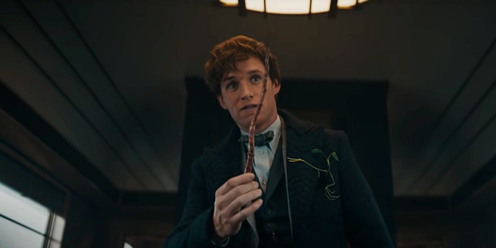 Newt Scamander offering wand to Jacob Fantastic Beasts 3