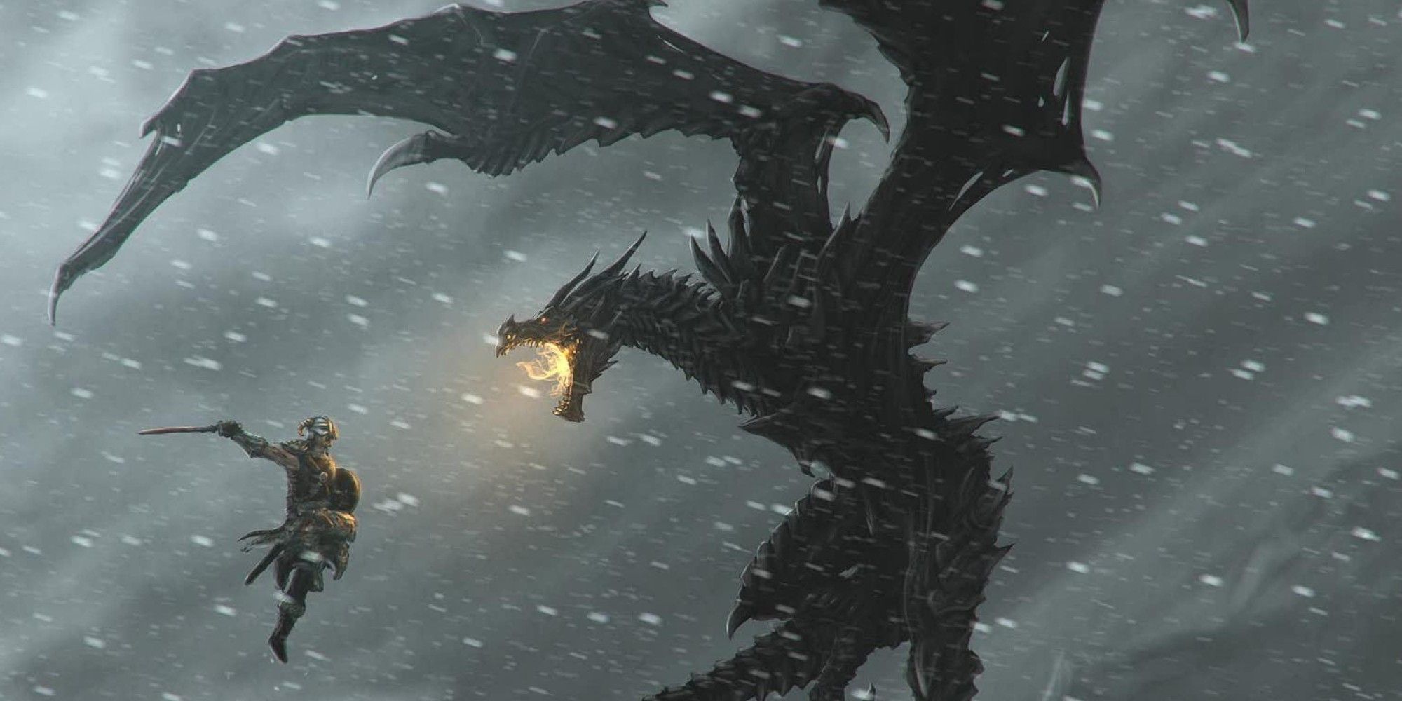 Skyrim Dragon Painting Shows The Beauty Of Tamriel