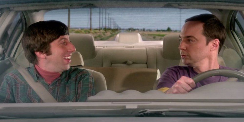 Sheldon drives Howards car 1
