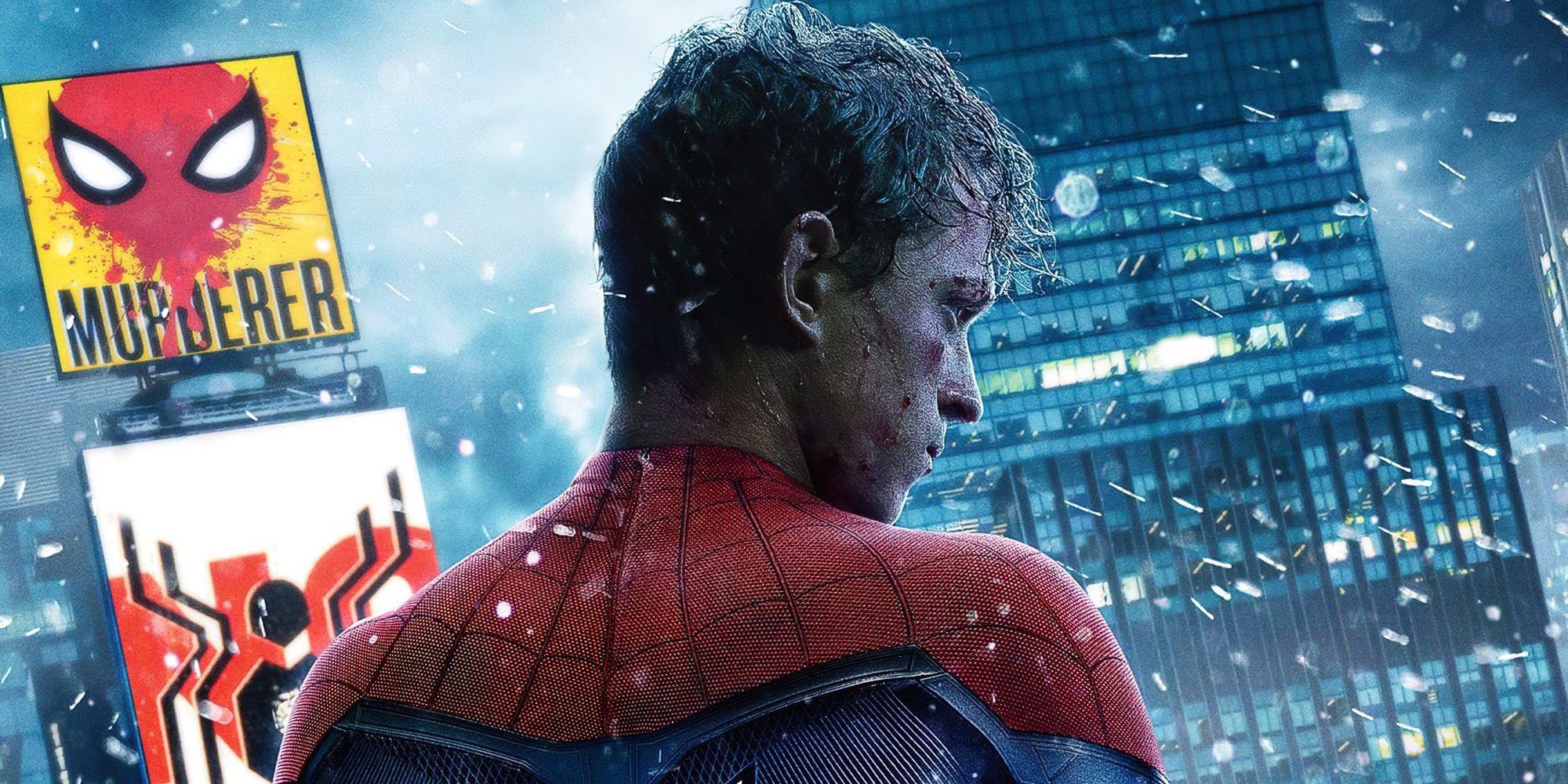 SpiderMan Stands Over Times Square in New No Way Home Poster