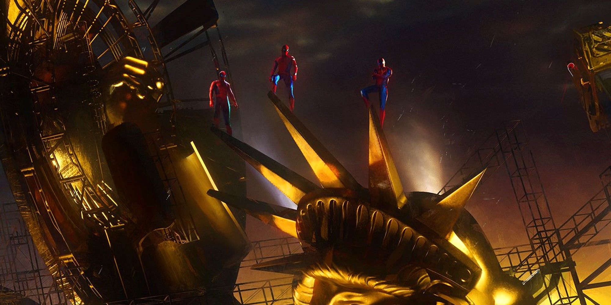 Spider Man No Way Home Statue Of Liberty Three Spideys Concept Art