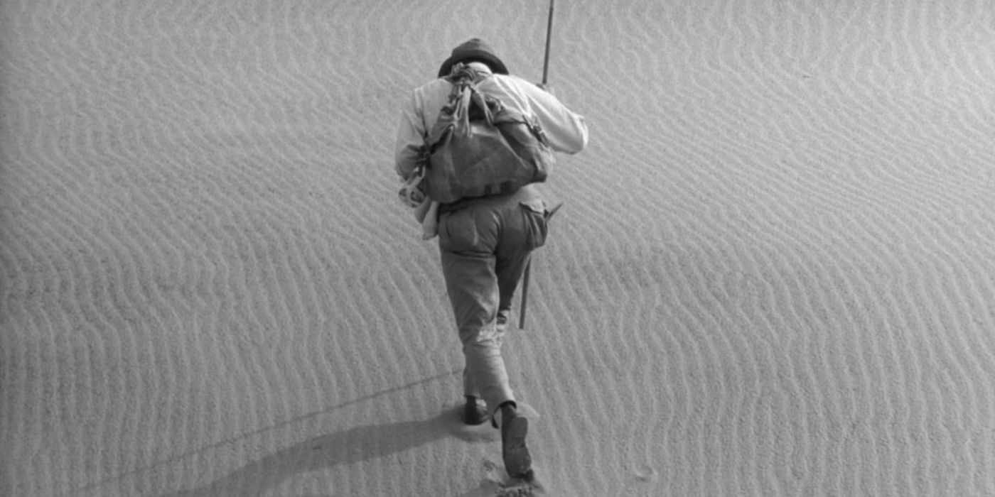 A man in the dessert in Woman In The Dunes