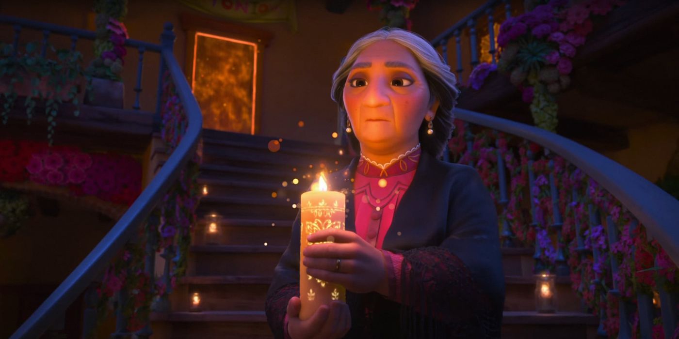 Abuela holding a candle in Encanto