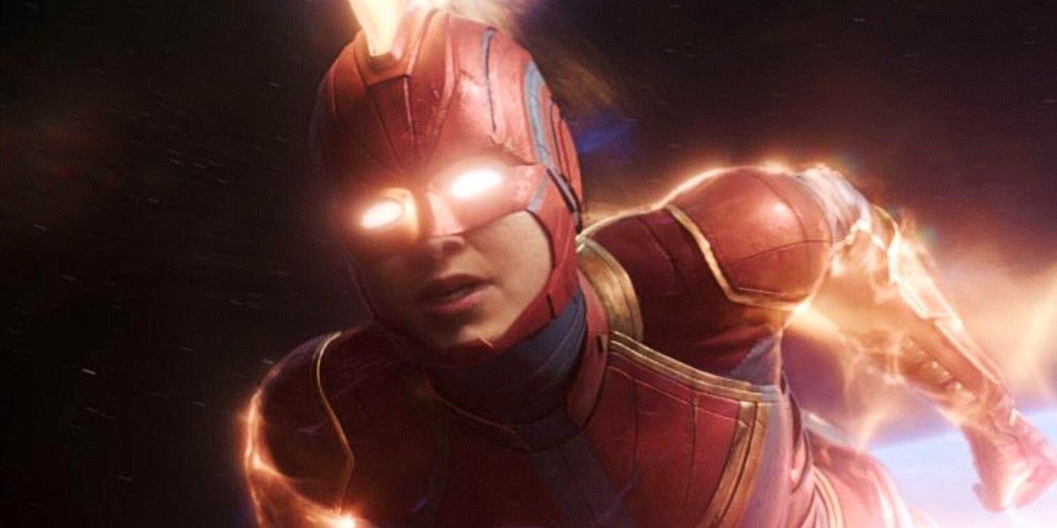 Brie Larson as Captain Marvel with helmet