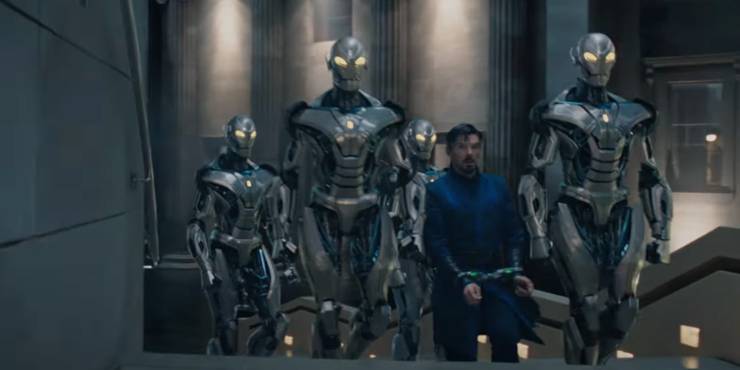 Doctor Strange with Tony Stark's Iron Legion in the Doctor Strange 2 Trailer