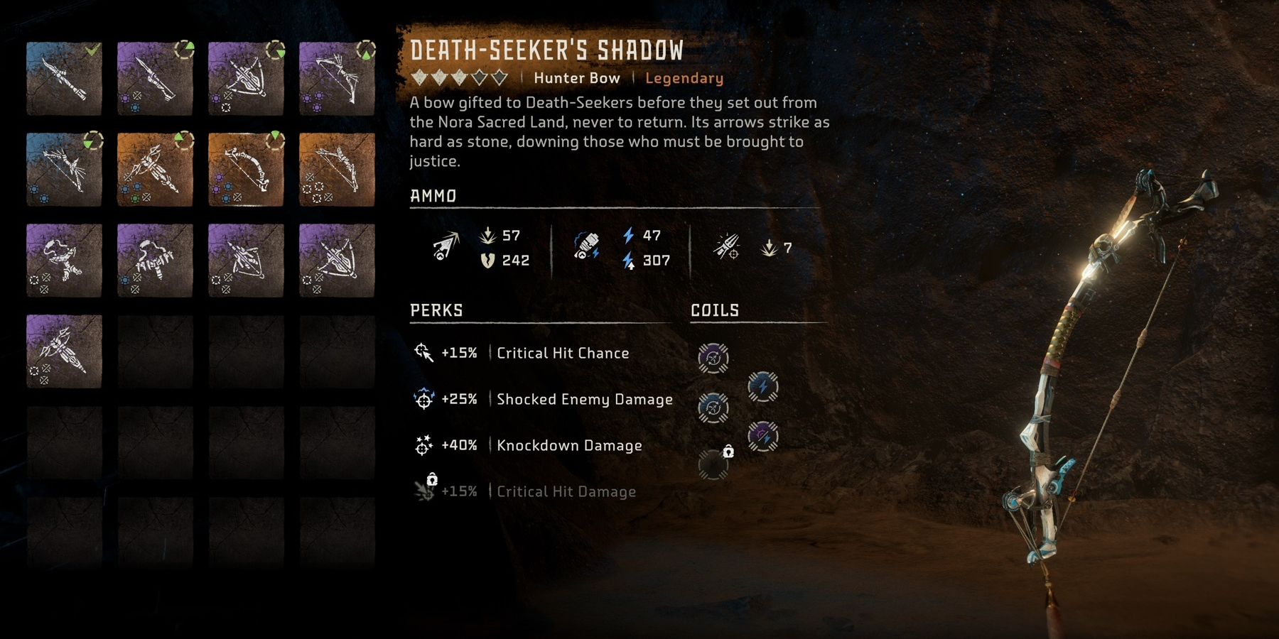 Horizon Forbidden West Where to Get Legendary Weapons What They Do Death Seekers Shadow