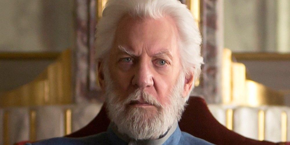donald sutherland as president snow in the hunger games 1