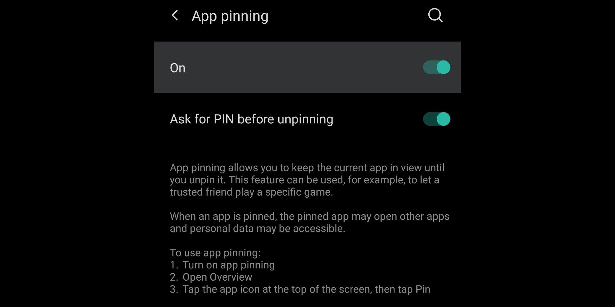 Android App Pinning