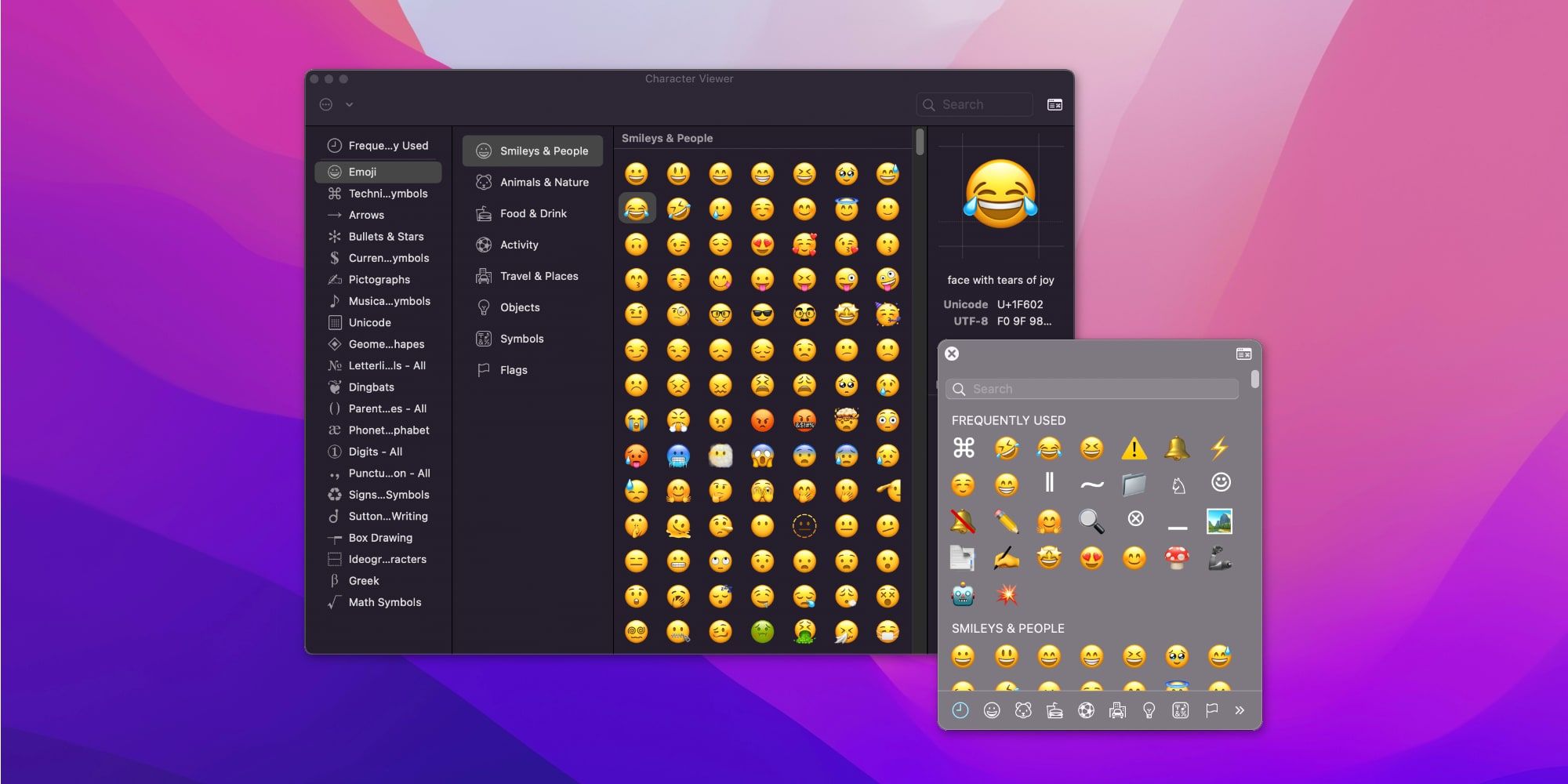 Apple Mac macOS Character Viewer Emoji
