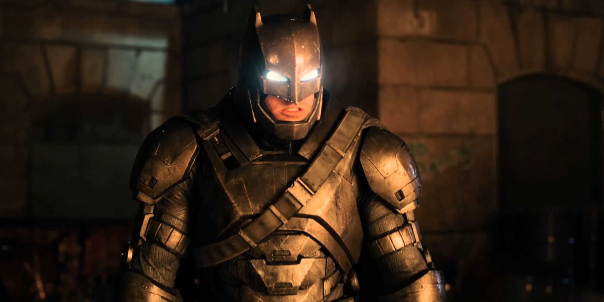 Batman in the armored Batsuit in Batman V Superman Dawn Of Justice