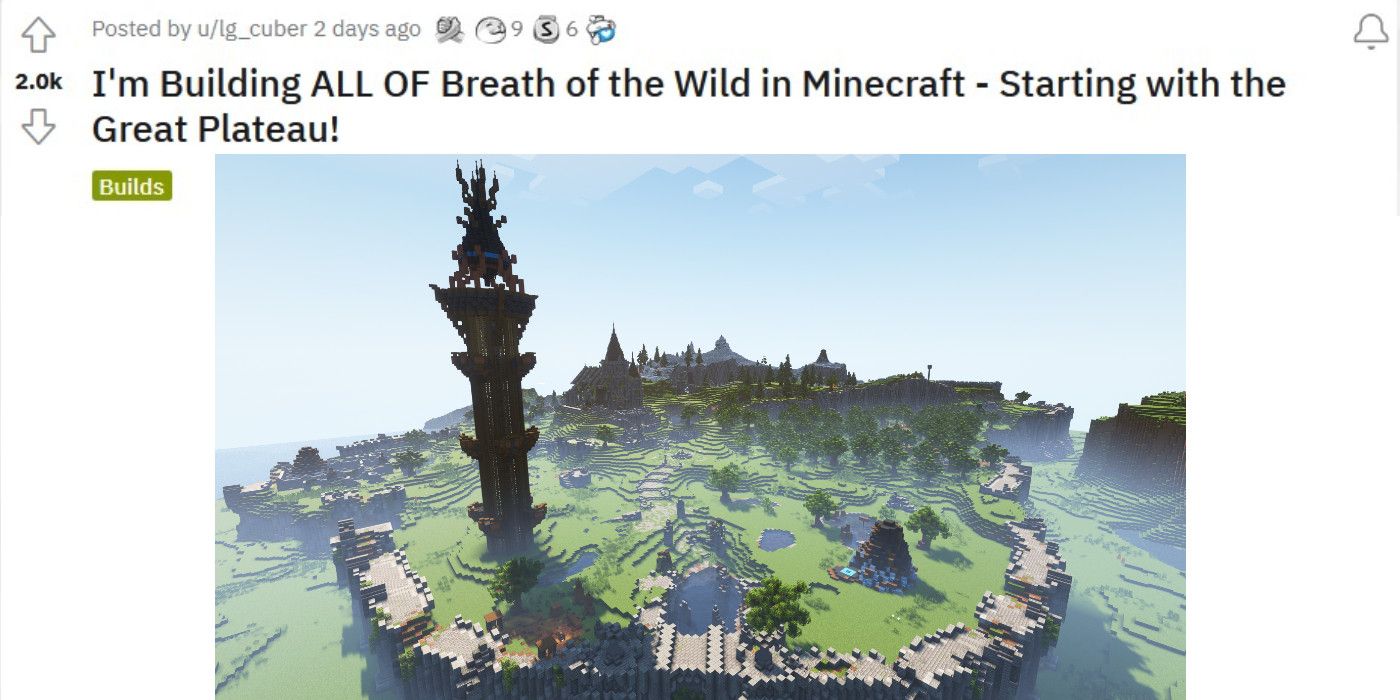 Breath of the Wild Plateau Minecraft Reddit Post