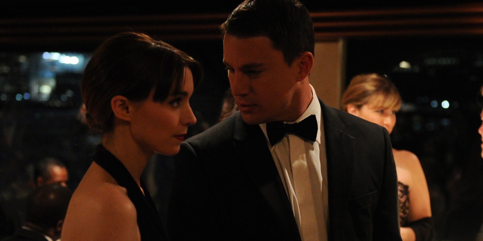 Channing Tatum and Rooney Mara wear fancy clothes at a party in Side Effects Cropped