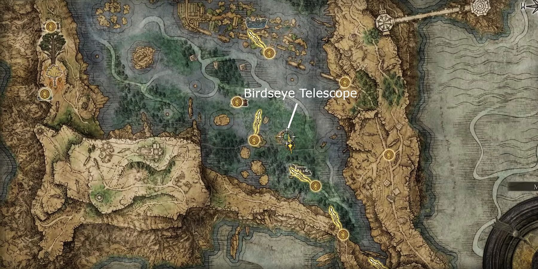 Elden Ring Birdseye Telescope Location Map