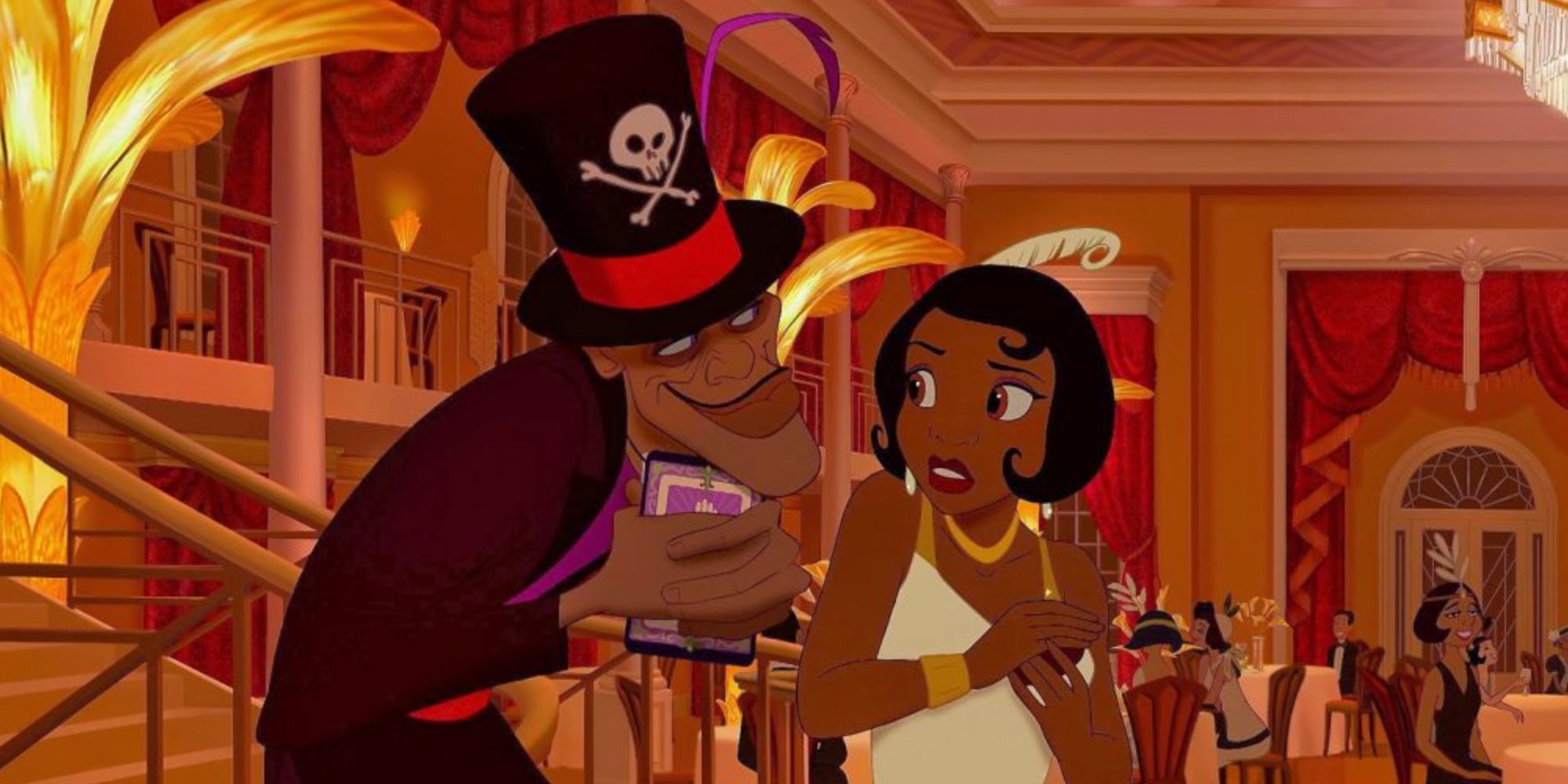 Facilier tries to con Tiana in an illusion in The Princess And The Frog