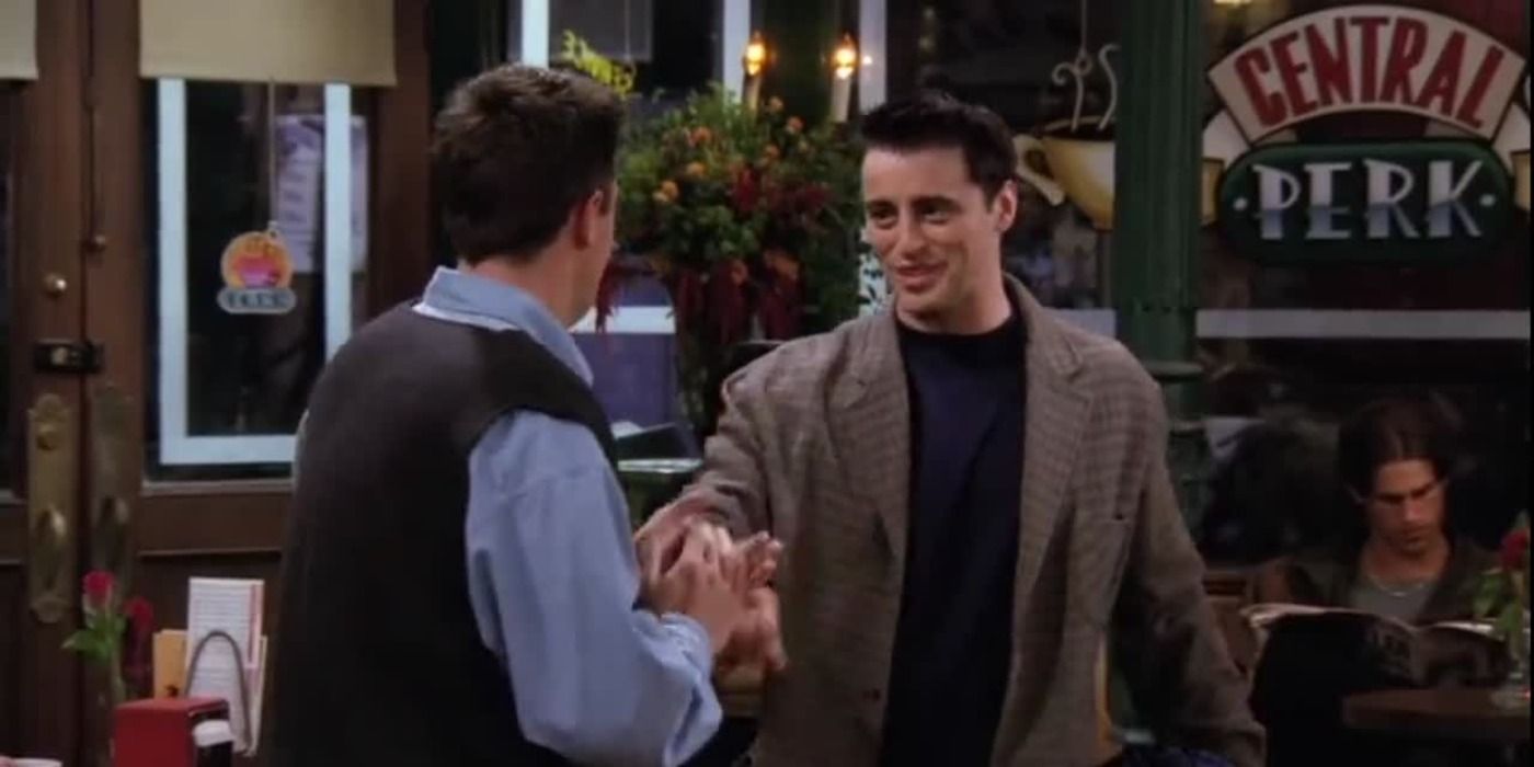 Joey is happy about Chandler and him sharing bracelets being bracelet buddies in Friends