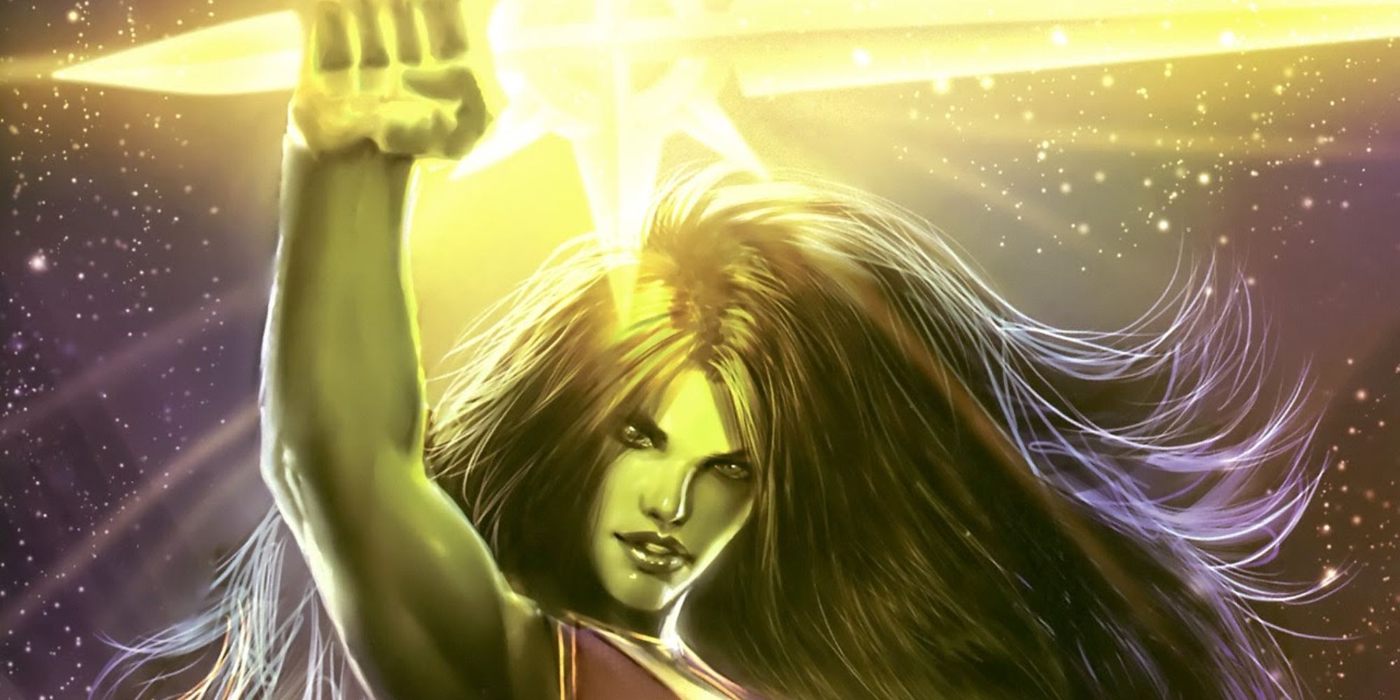 She Hulk wielding the Quantum Sword in cover art for She Hulk Cosmic Collision