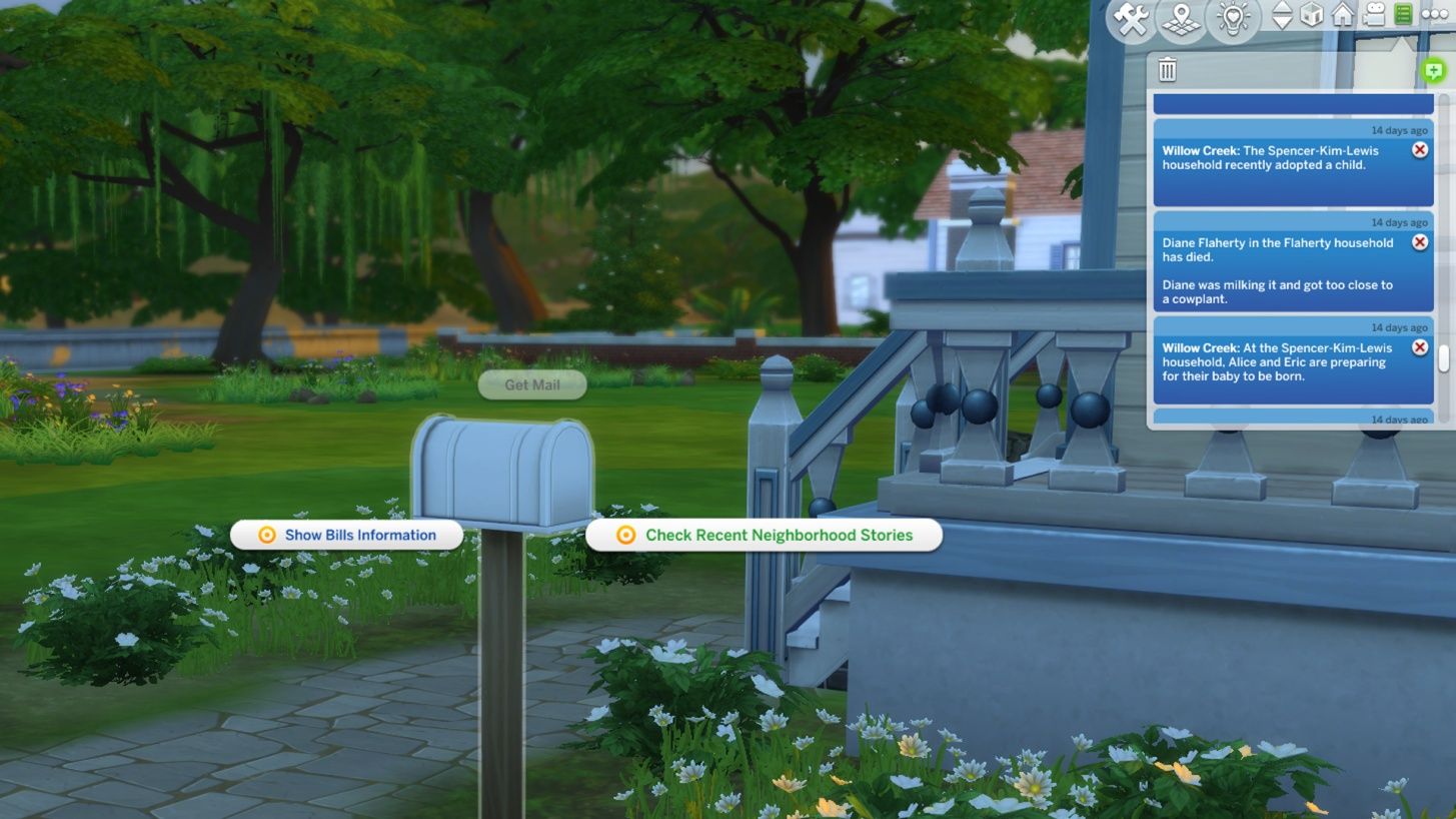 Sims 4 Check Neighborhood Stories option