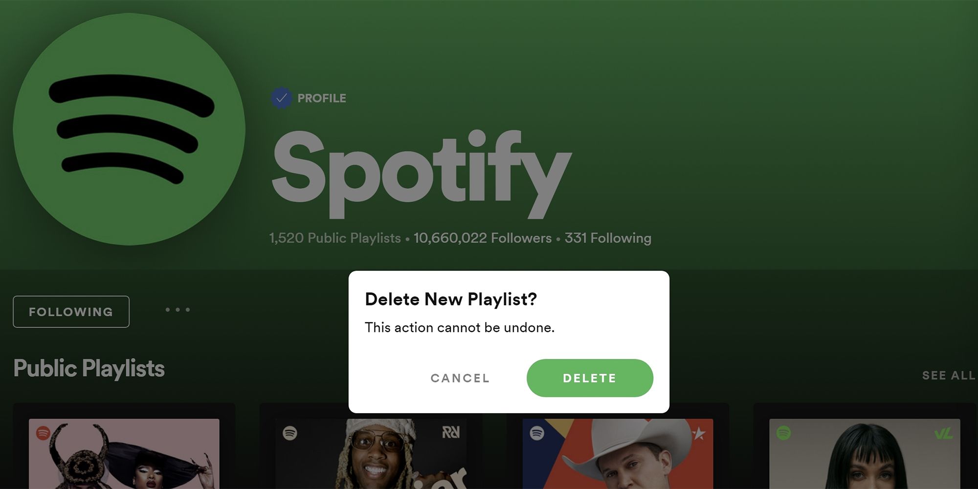Spotify Desktop Delete New Playlist Warning