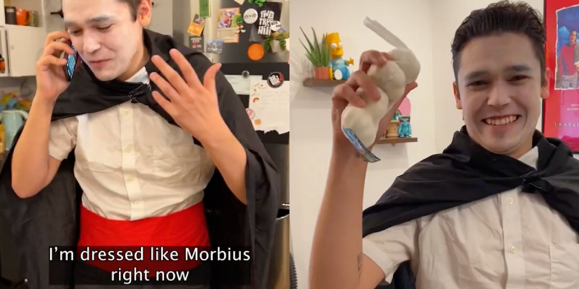 A TikToker dressed as Dracula to see Morbius in a skit 2