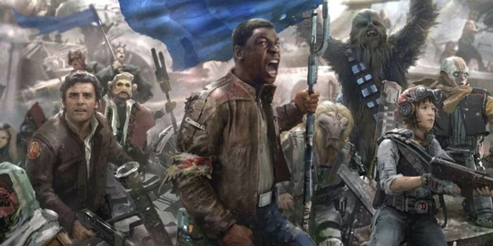 An image of Finn leading a revolution in Star Wars