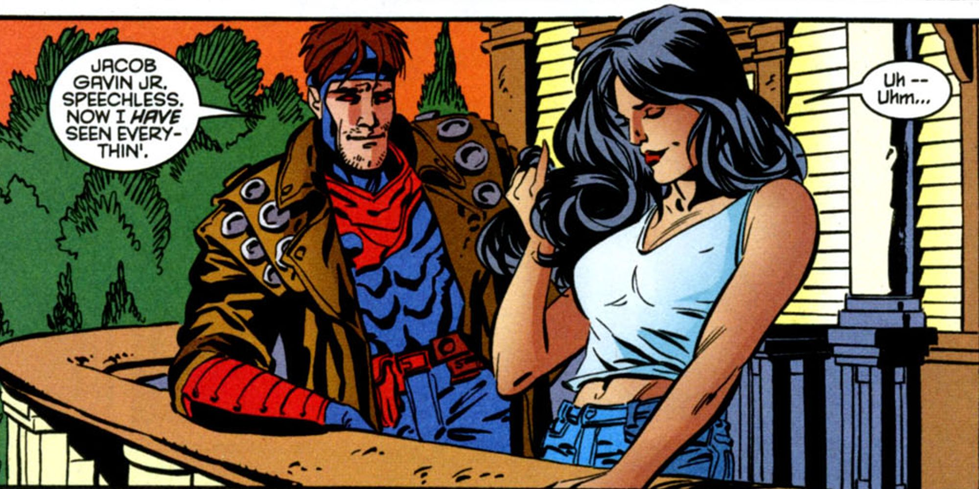 Gambit flirting with Jacob Gavin Jr. AKA Courier in her womanly form in Gambit 24