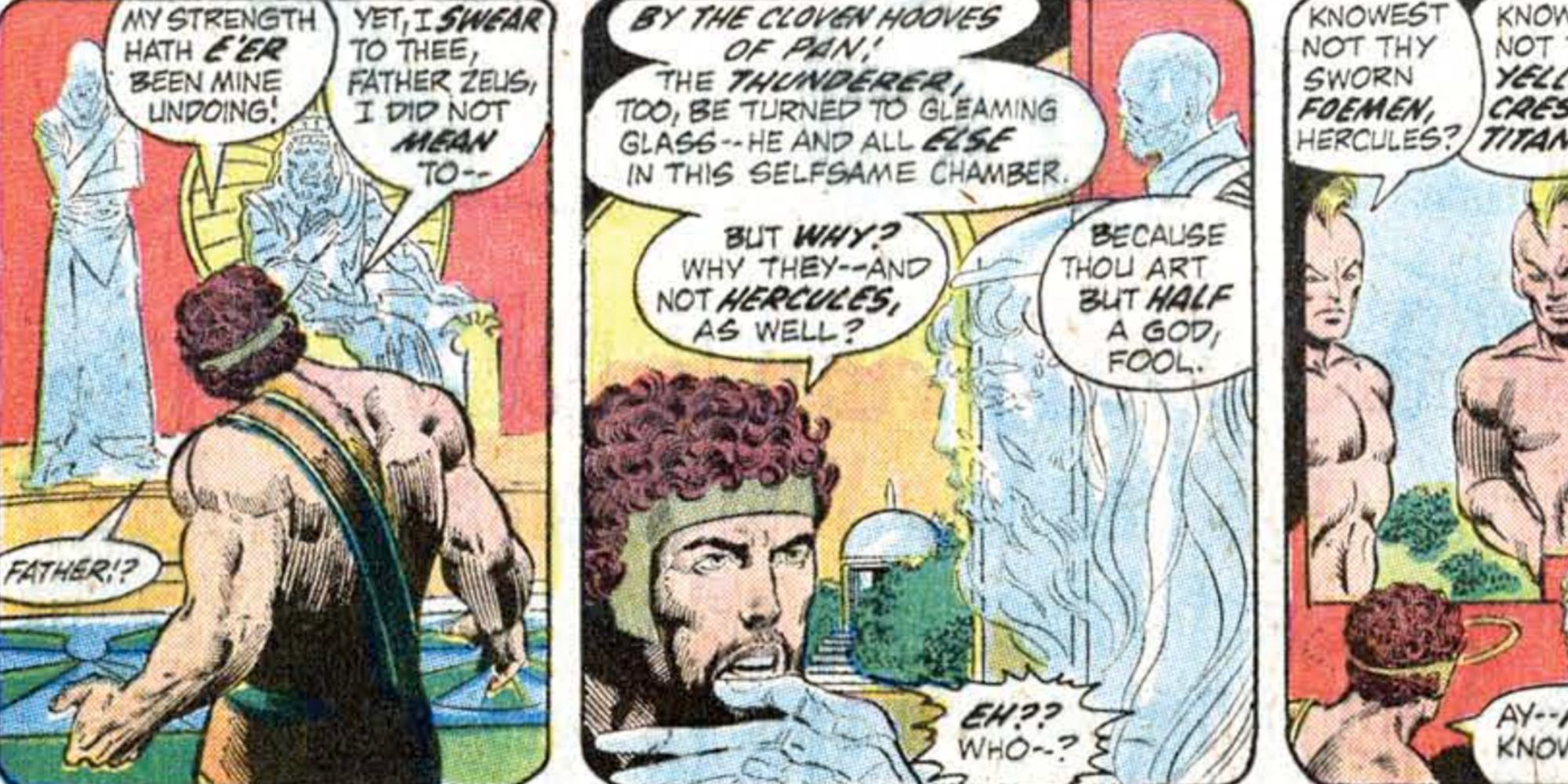 Hercules discovers Zeus has been turned to glass in Marvel Comics.