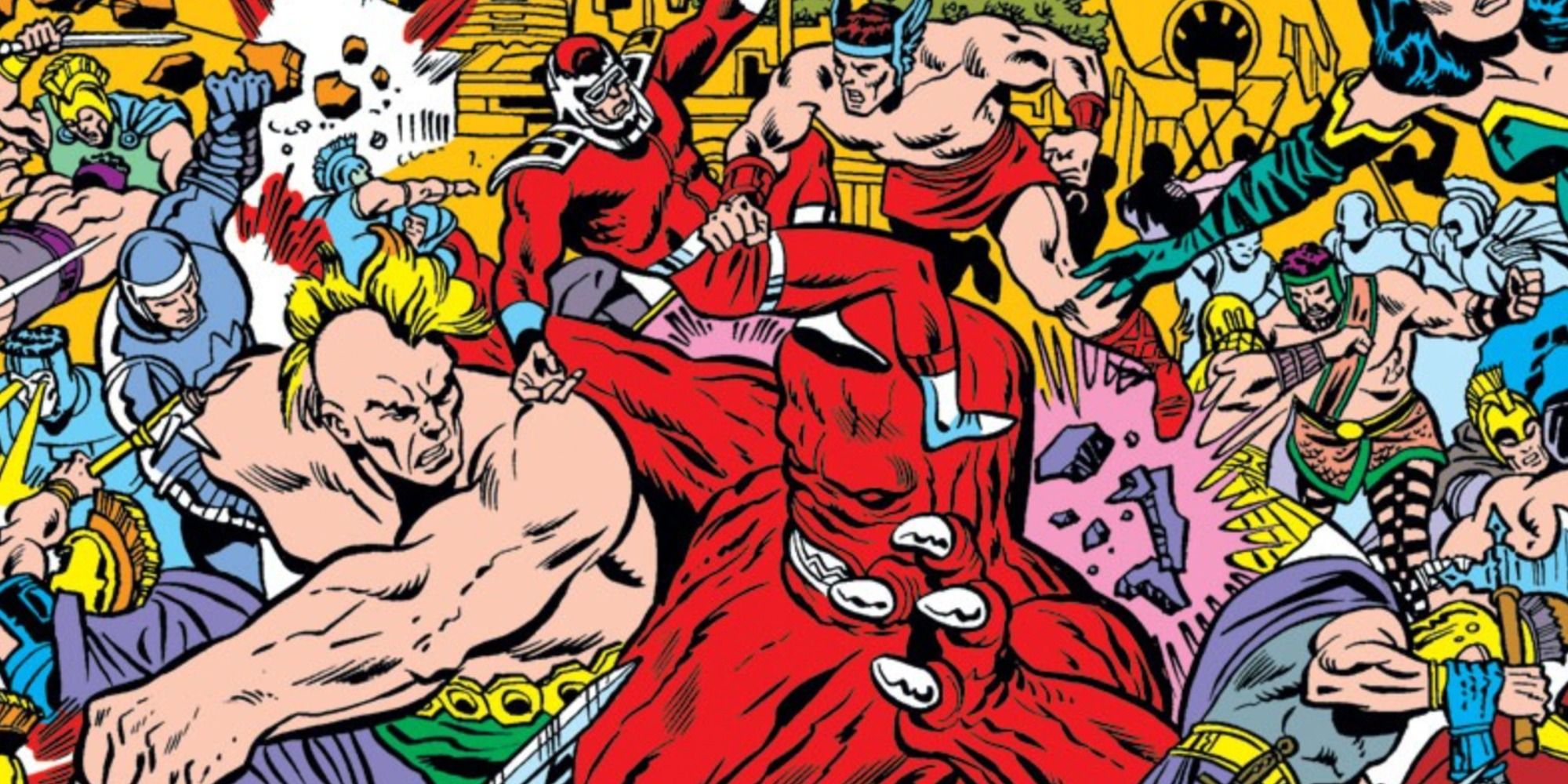 Hercules fights the Eternals in Marvel Comics.