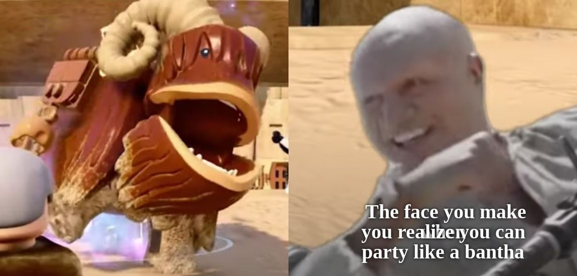 LEGO Star Wars The Skywalker Saga bantha party meme