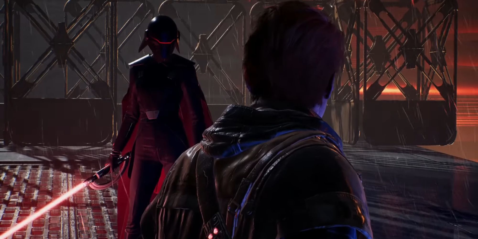 Cal Kestis meeting the Second Sister in Star Wars Jedi Fallen Order