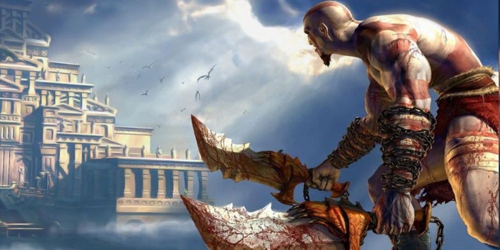 Kratos approaching Olympus in God of War 2005 Cropped 1
