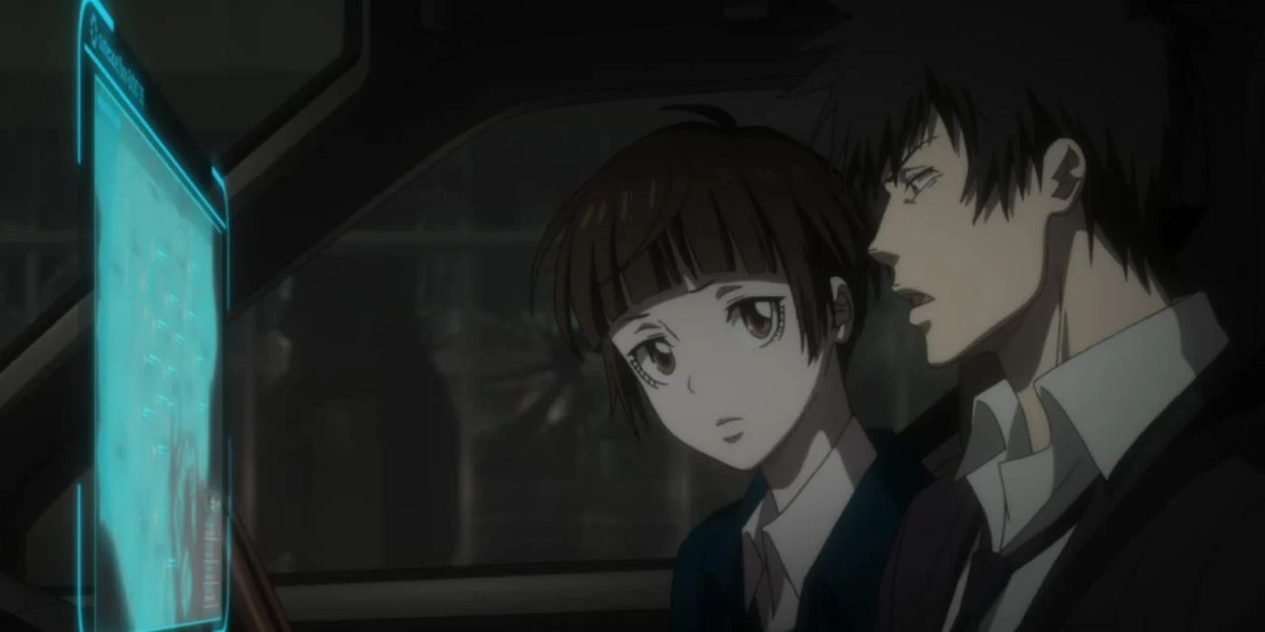 Psycho Pass Kogami and Akane in Car