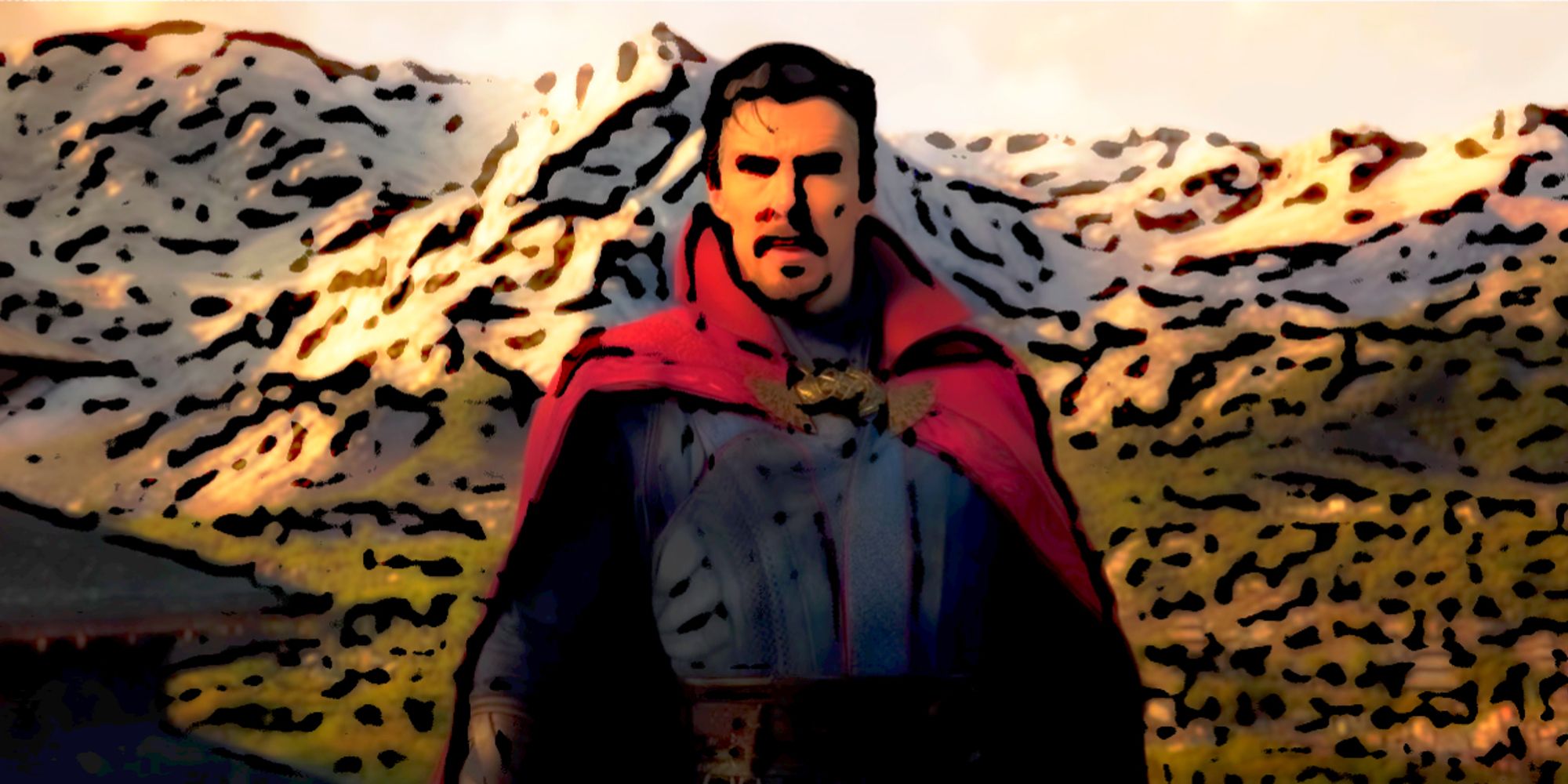 Screenshot of Doctor Strange edited to look like comic book art in Doctor Strange In The Multiverse Of Madness