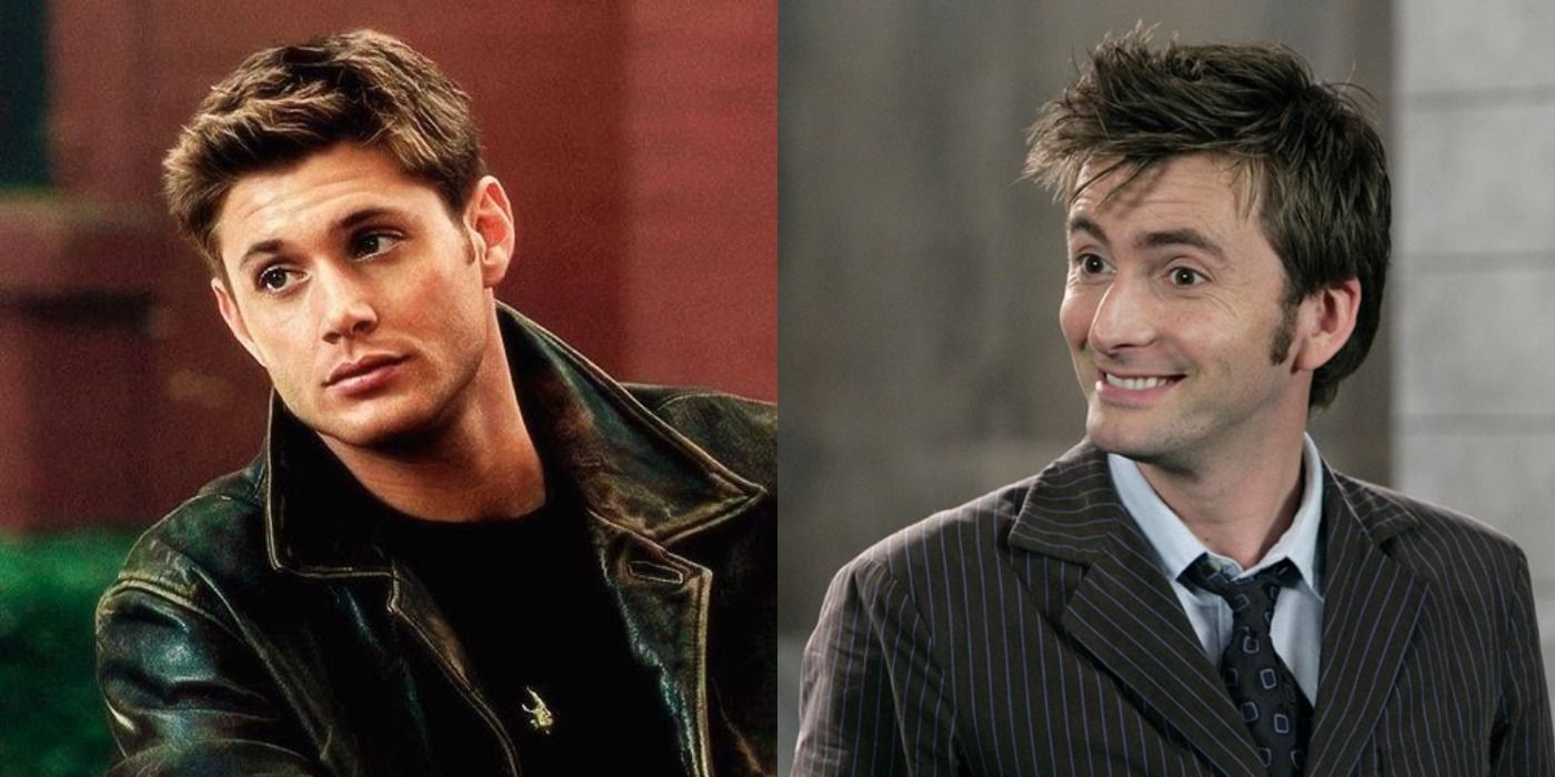 Split images of Dean Winchester in Supernatural and the Tenth Doctor in Doctor Who