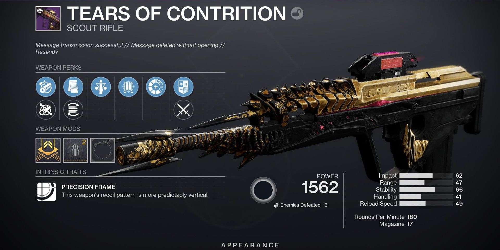 Destiny 2 How To Get The Tears of Contrition Scout Rifle (& God Rolls