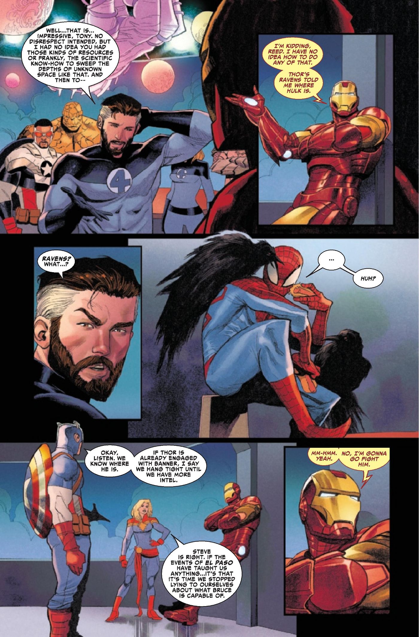 Thor 25 Iron Man making fun of Mr. Fantastic