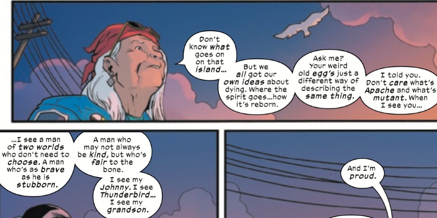 Thunderbird and his grandmother talk about being Apache and mutant in Giant Size X Men Thunderbird 1