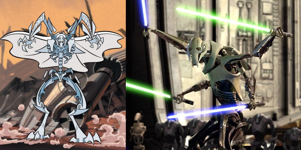 general grievous split 2003 clone wars and 2005 revenge of the sith