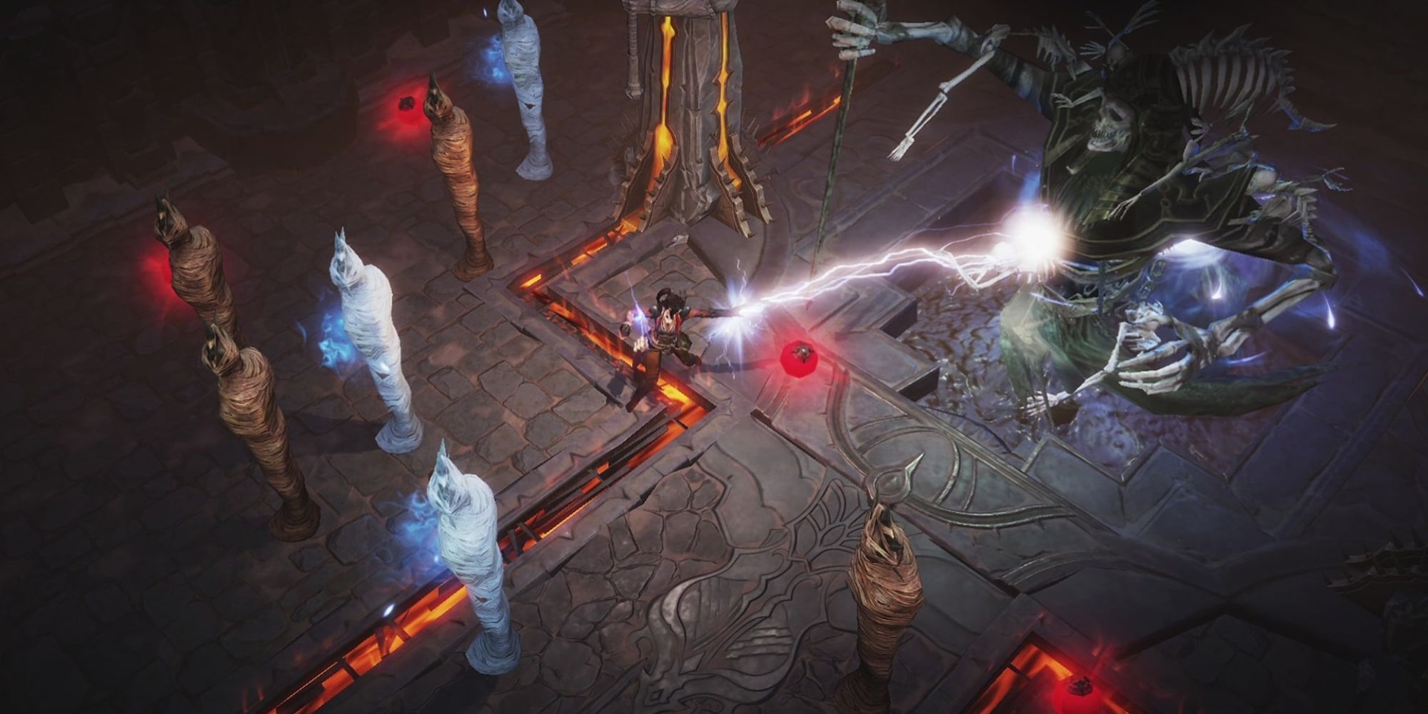 image from the game Diablo Immortal showing a player character fighting an enemy with magical powers