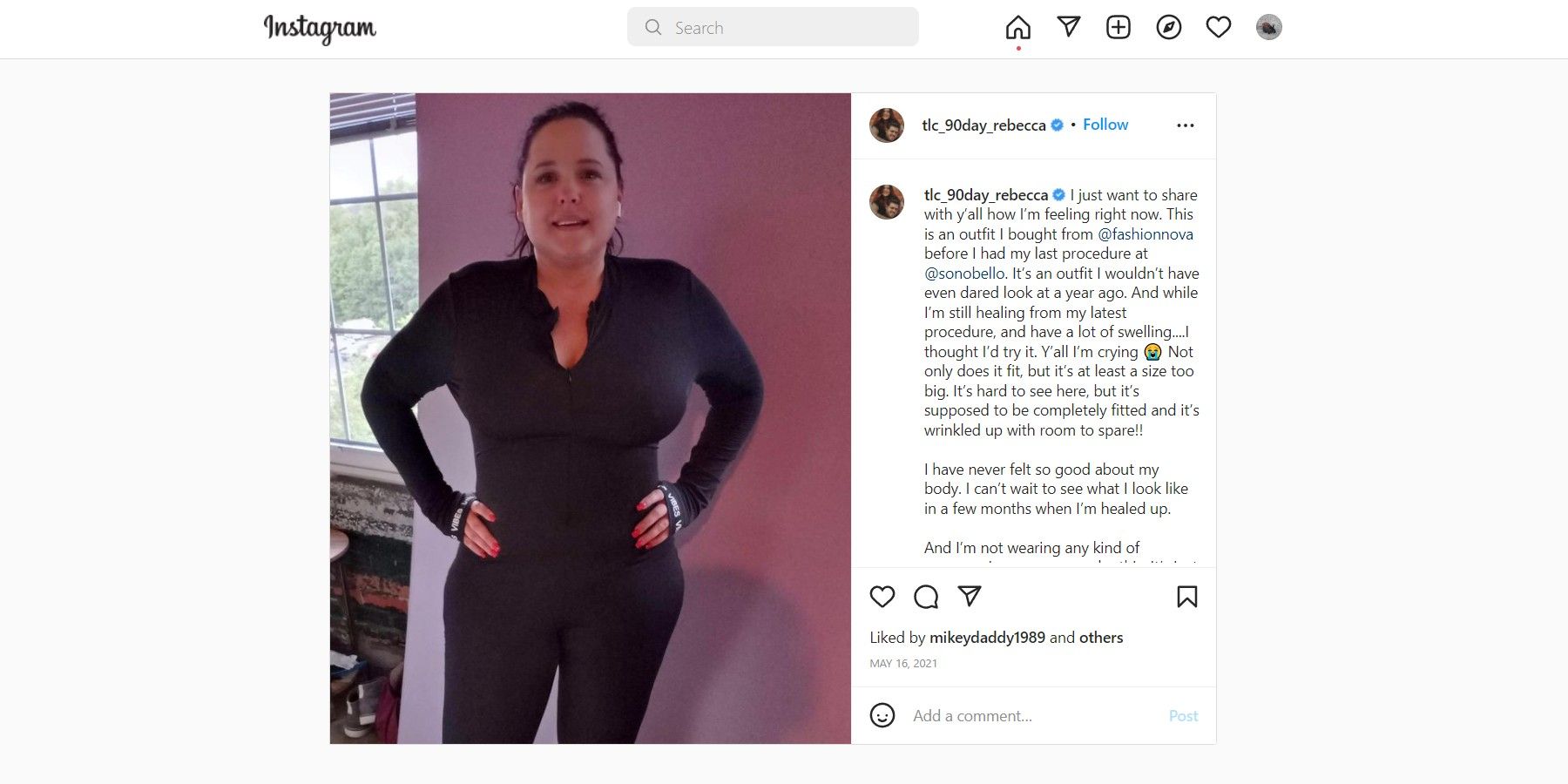 rebecca parrott black outfit screengrab IG 90 Day Fiance CROPPED
