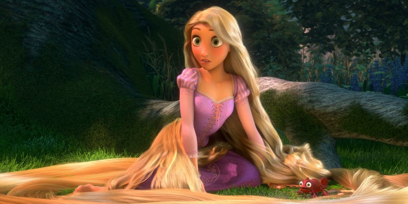 Rapunzel on the ground with Pascal
