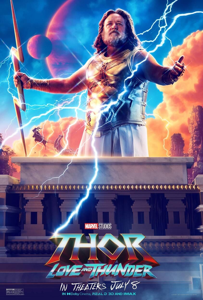 Thor Love and Thunder Russell Crowe Zeus Character Poster